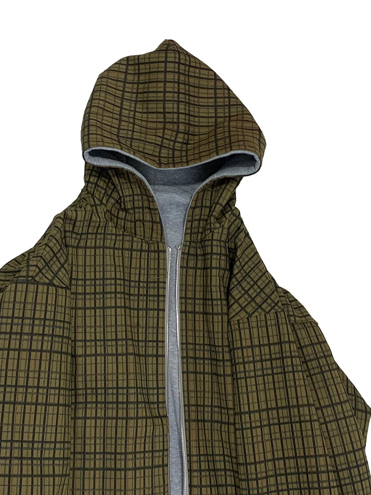 Mauroicardi Autumn Oversized Reversible Hoodies Men Loose Casual Luxury Designer Clothes Hoodie with Plaid Lining Sweatshirt