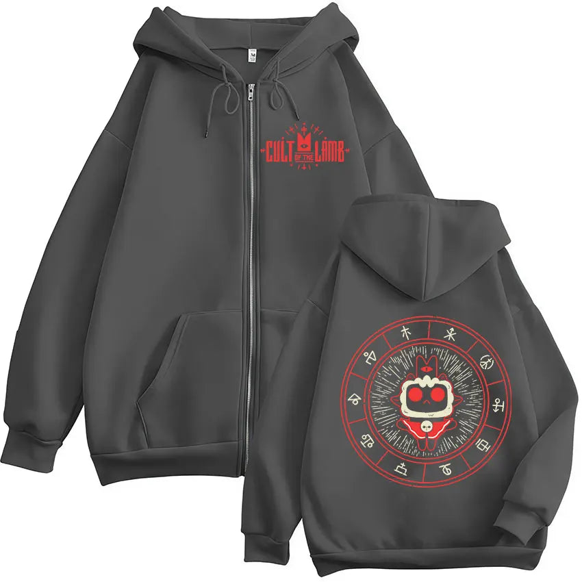 2026 Game Cult of The Lamb Zipper Hoodie Men Women Vintage Long Sleeve Fashion Jacket Sweatshirt Fleece Coats Oversized Hoodies