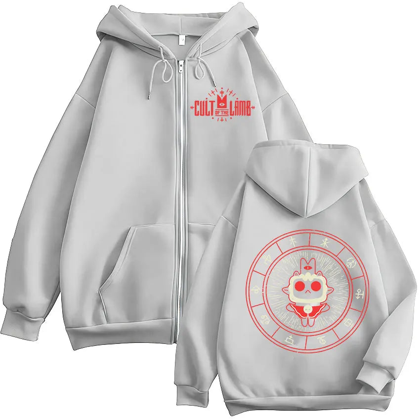 2026 Game Cult of The Lamb Zipper Hoodie Men Women Vintage Long Sleeve Fashion Jacket Sweatshirt Fleece Coats Oversized Hoodies