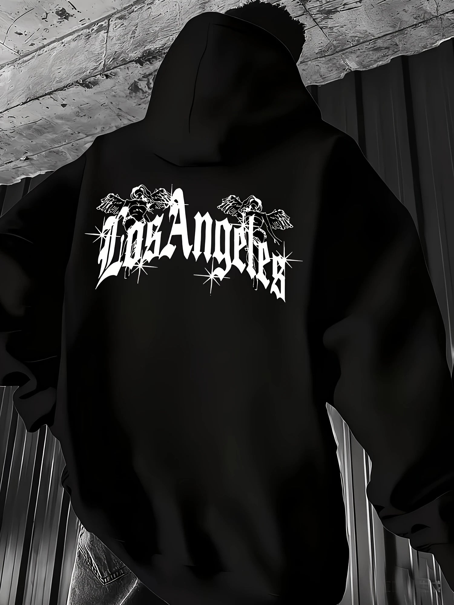 Los Angeles Gothic Angel Retro Print Hoodie Breathable And Wrinkle-Resistant, for Daily And West Coast Outfits