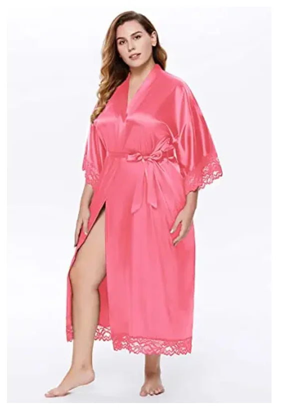 Women's Satin Kimono Bride Sleepwear Bridesmaid Robes Pajamas Bathrobe Nightgown Spa Bridal Robe Dressing Gown