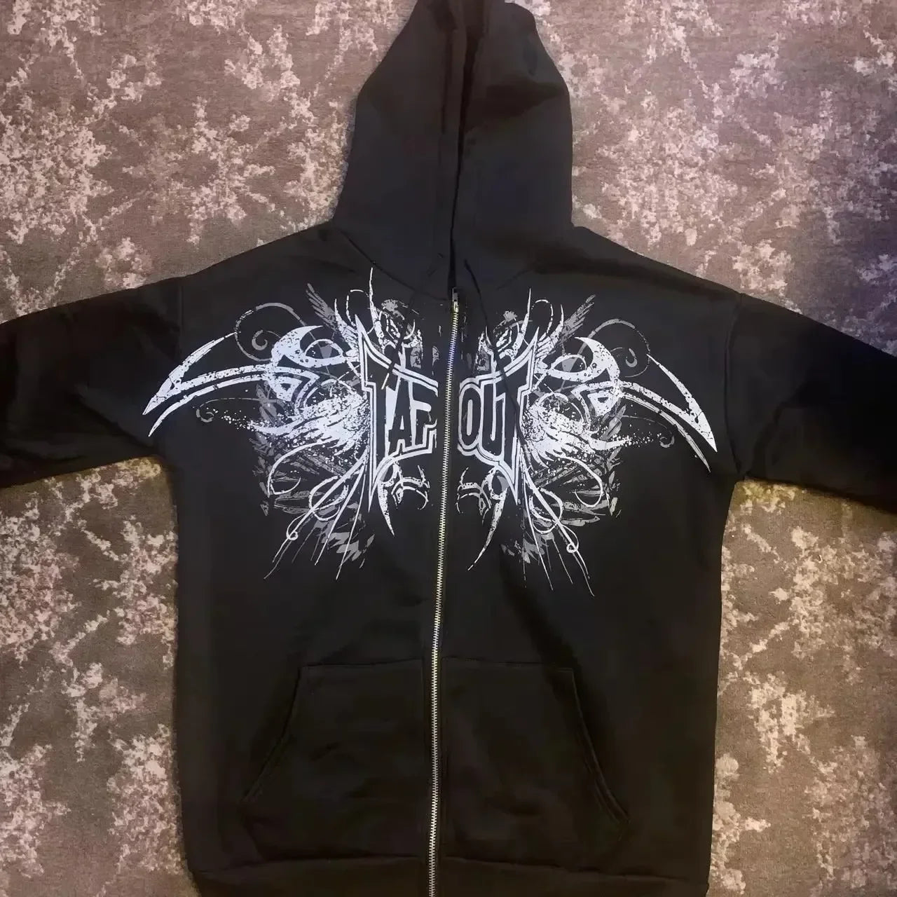 Y2K New American Tapout Zipper Hoodie Sweatshirt Men Hip Hop Letter Retro Graphic Embroidery Hoodie Jacket Clothes Streetwear
