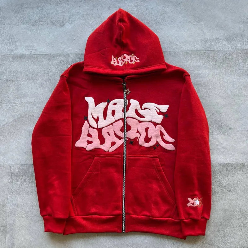Hoodies Men's Sweatshirt 2026 Street Fashion Gothic Punk Hip-Hop Zipper Print Hooded Sweatshirt Hoodie Sweatshirt Man's Clothing