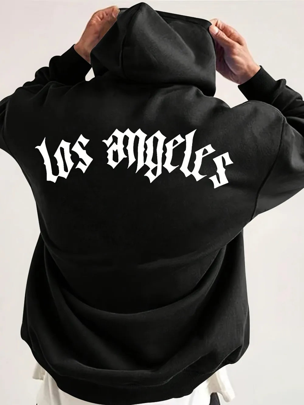 Fashionable men's autumn Gothic letter printed micro elastic comfortable hooded sweatshirt outdoor urban high street clothing