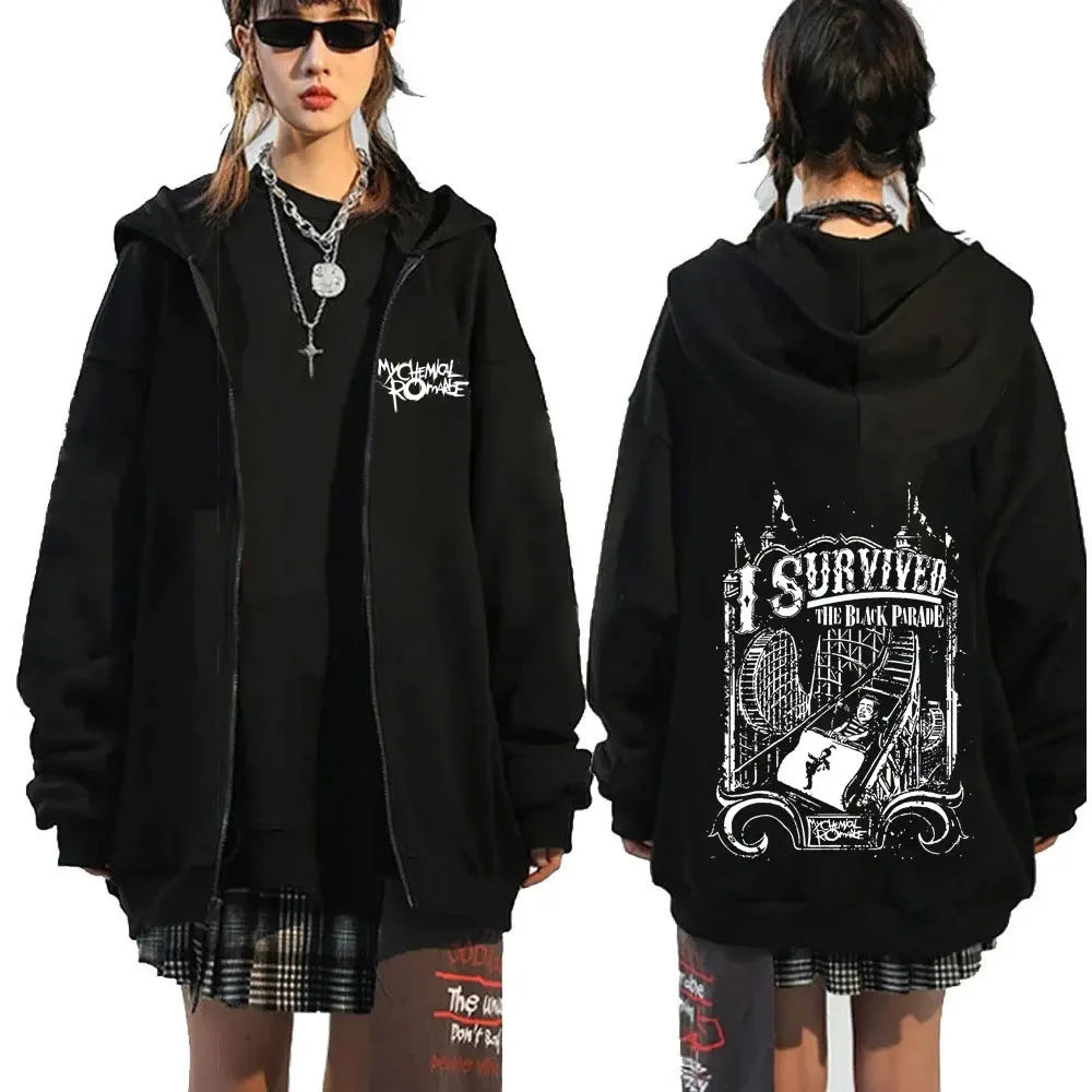 Rock Band My Chemical Romance Mcr Dead Zipper Hoodie Black Parade Punk Emo Zip Up Sweatshirt Men Fashion Vintage Hip Hop Hoodies
