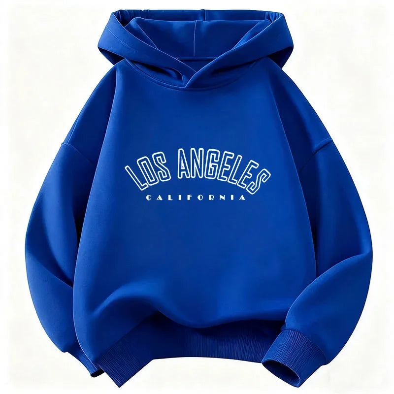Fall children's casual hooded sweatshirt, fashionable and trendy Los Angeles letter print comfortable and breathable coat top