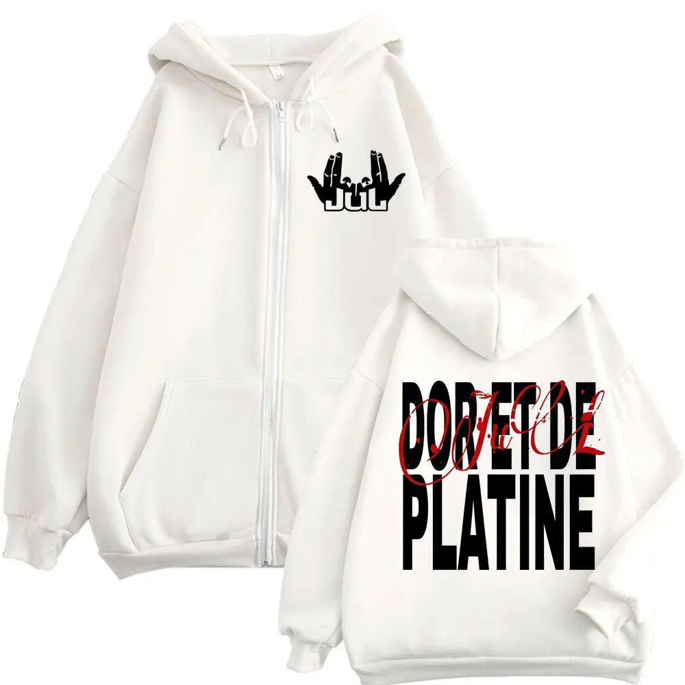 French Rapper JUL Double Sided Print Zipper Hoodie Men Women Clothing Hip Hop Zip Up Sweatshirts High Quality Fashion Pullovers
