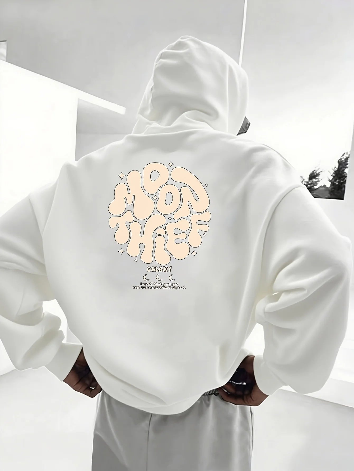 Men Autumn Winter Fleece Lined Hoodie Fashion Graphic Print Sleeve Sweatshirt Casual Sports Versatile Loose Hooded Pullover Tops