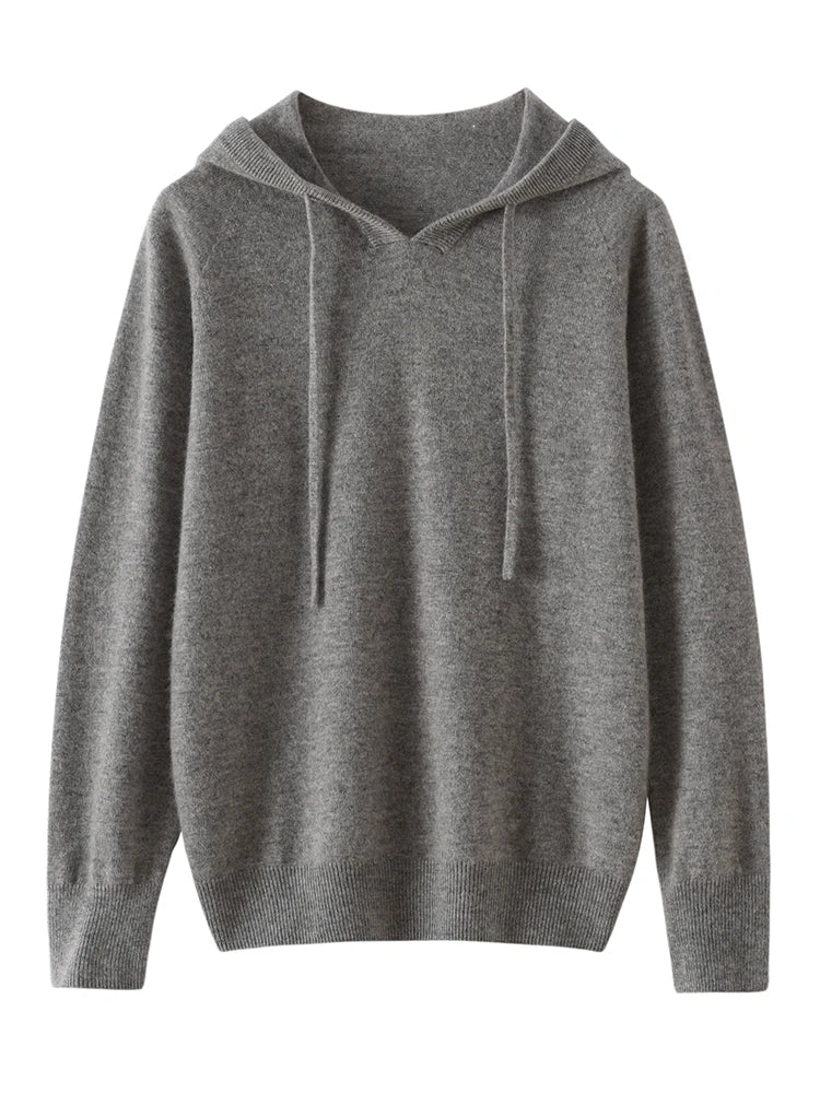 CHICUU Women Cashmere Hoodie Sweater 100% Cashmere Pullover Knitwear Autumn Winter Casual Style Hoodie Soft Warm Clothing Tops