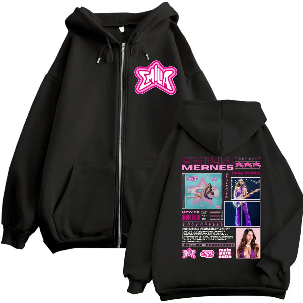 Emilia Mernes MP3 Album Merch Zipper Hoodie Men Women Clothing Fashion Y2k Zip Up Sweatshirt Harajuku Aesthetic Jacket Pullovers