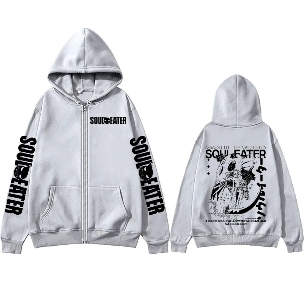 Anime MAKA ALBARN Soul Eater Zipper Hoodies Men Women Clothing Zip Up Sweatshirts Long Sleeves Pullovers Jacket Caots Streetwear