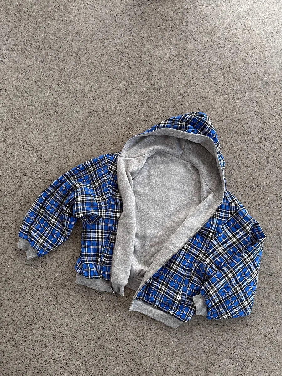 Mauroicardi Spring Oversized Reversible Hoodies Men Luxury Designer Clothing Hoodie with Plaid Lining Sweatshirt Streetwear 2025