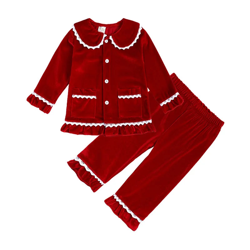 Winter Holiday Flannel Pajamas Set for Mom Daughter Dad Son Matching Outfits Velvet Pyjamas Xmas Look Wear Warm Thick Sleepwear