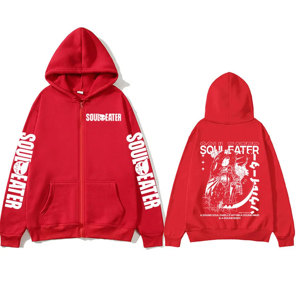 Anime MAKA ALBARN Soul Eater Zipper Hoodies Men Women Clothing Zip Up Sweatshirts Long Sleeves Pullovers Jacket Caots Streetwear