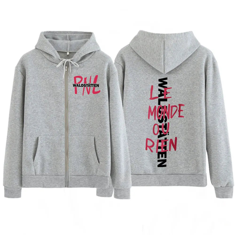 Rapper PNL Que La Famille Le Monde Chico Album Zipper Hoodies Men's Women Fashion Hip Hop Long Sleeve Zip Up Sweatshirts Jackets