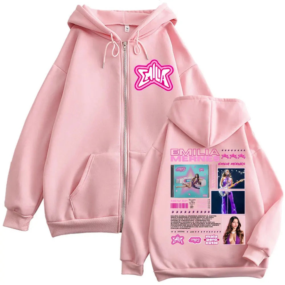 Emilia Mernes MP3 Album Merch Zipper Hoodie Men Women Clothing Fashion Y2k Zip Up Sweatshirt Harajuku Aesthetic Jacket Pullovers