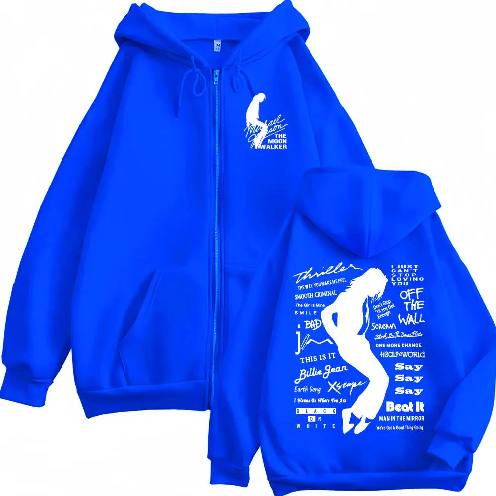 Michael Jackson King of Pop Zipper Hoodies Men Women Harajuku Streetwear Jacket Sweatshirts Casual Fleece Zip Up Pullovers Coats