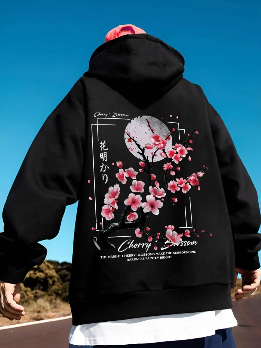 Cherry Blossom Moon Men Women Hoodie Outdoor Street Japan Harajuku Retro Casual Loose Sport Trend Adult Autumn Winter Sweatshirt