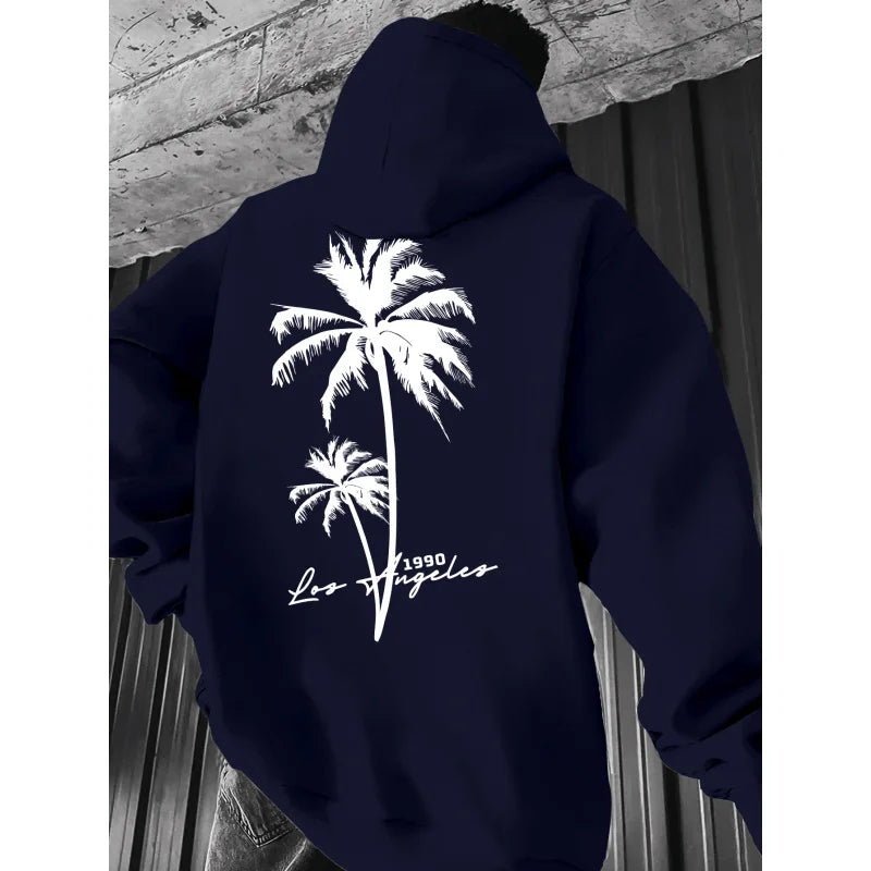 Coconut Tree Pattern Men's Fashion Printed Hooded Sweatshirt，Front and back printed hoodie, a fashionable and unique item