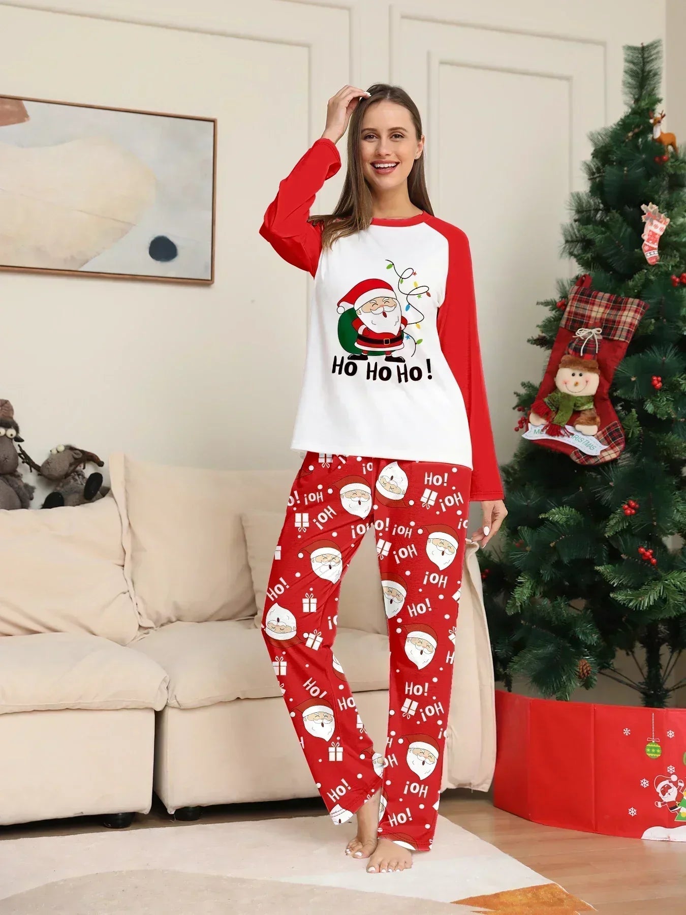 New Christmas Family Look Pajamas Santa Print Mother Father Kids Matching Outfits Cute Loose 2 Pieces Suit Sleepwear Xmas Wear