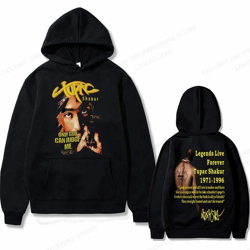 Tupac 2pac Graphic Hoodie Men Clothing Fashion Oversized Hip Hop Comfortable Autumn Winter Sweatshirt Male Casual Fleece Hoodies