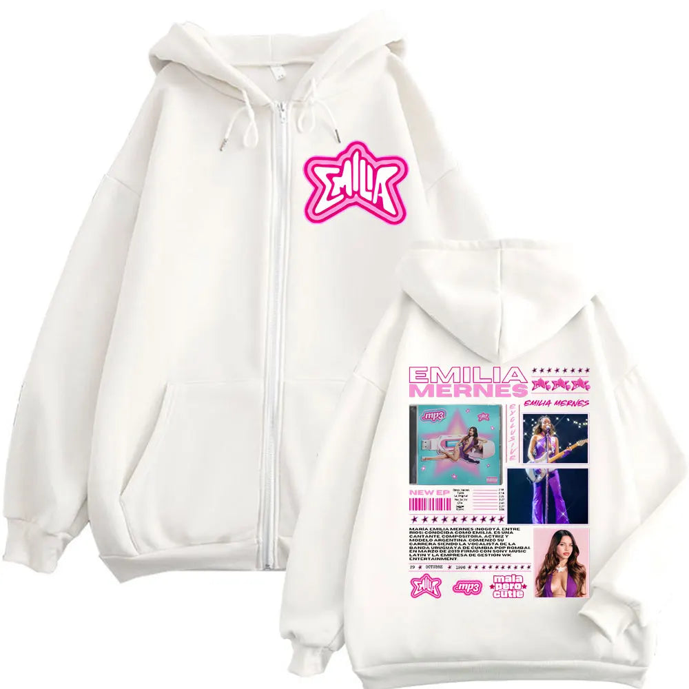 Emilia Mernes MP3 Album Merch Zipper Hoodie Men Women Clothing Fashion Y2k Zip Up Sweatshirt Harajuku Aesthetic Jacket Pullovers