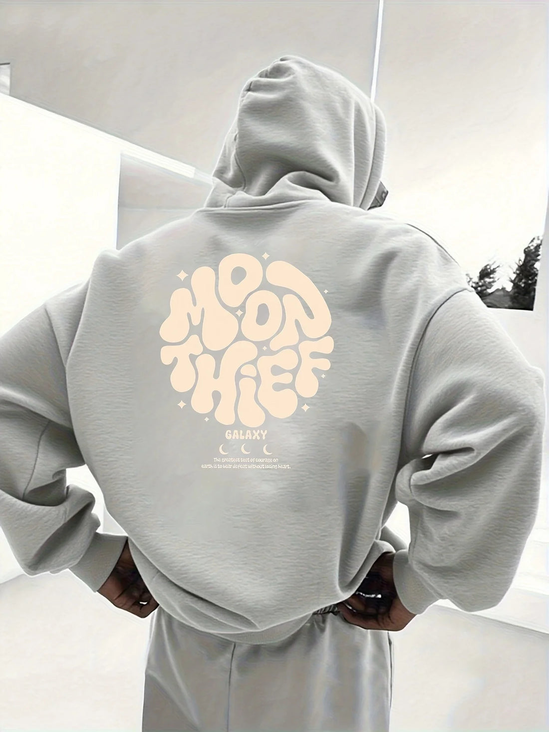 Men Autumn Winter Fleece Lined Hoodie Fashion Graphic Print Sleeve Sweatshirt Casual Sports Versatile Loose Hooded Pullover Tops