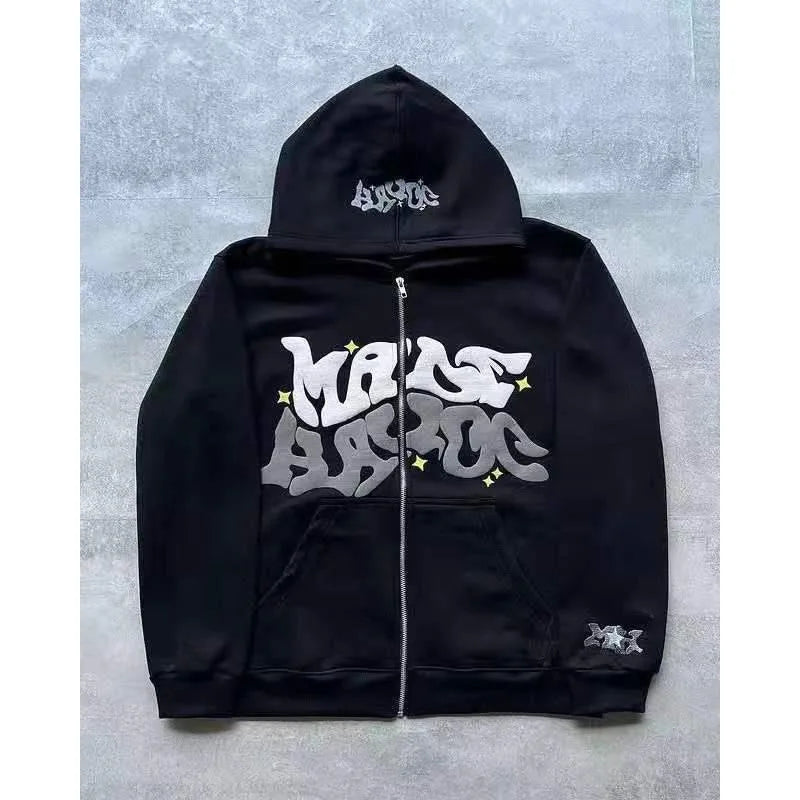 Hoodies Men's Sweatshirt 2026 Street Fashion Gothic Punk Hip-Hop Zipper Print Hooded Sweatshirt Hoodie Sweatshirt Man's Clothing