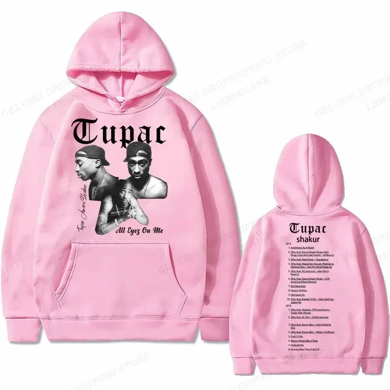 Tupac 2pac Graphic Hoodie Men Clothing Fashion Oversized Hip Hop Comfortable Autumn Winter Sweatshirt Male Casual Fleece Hoodies