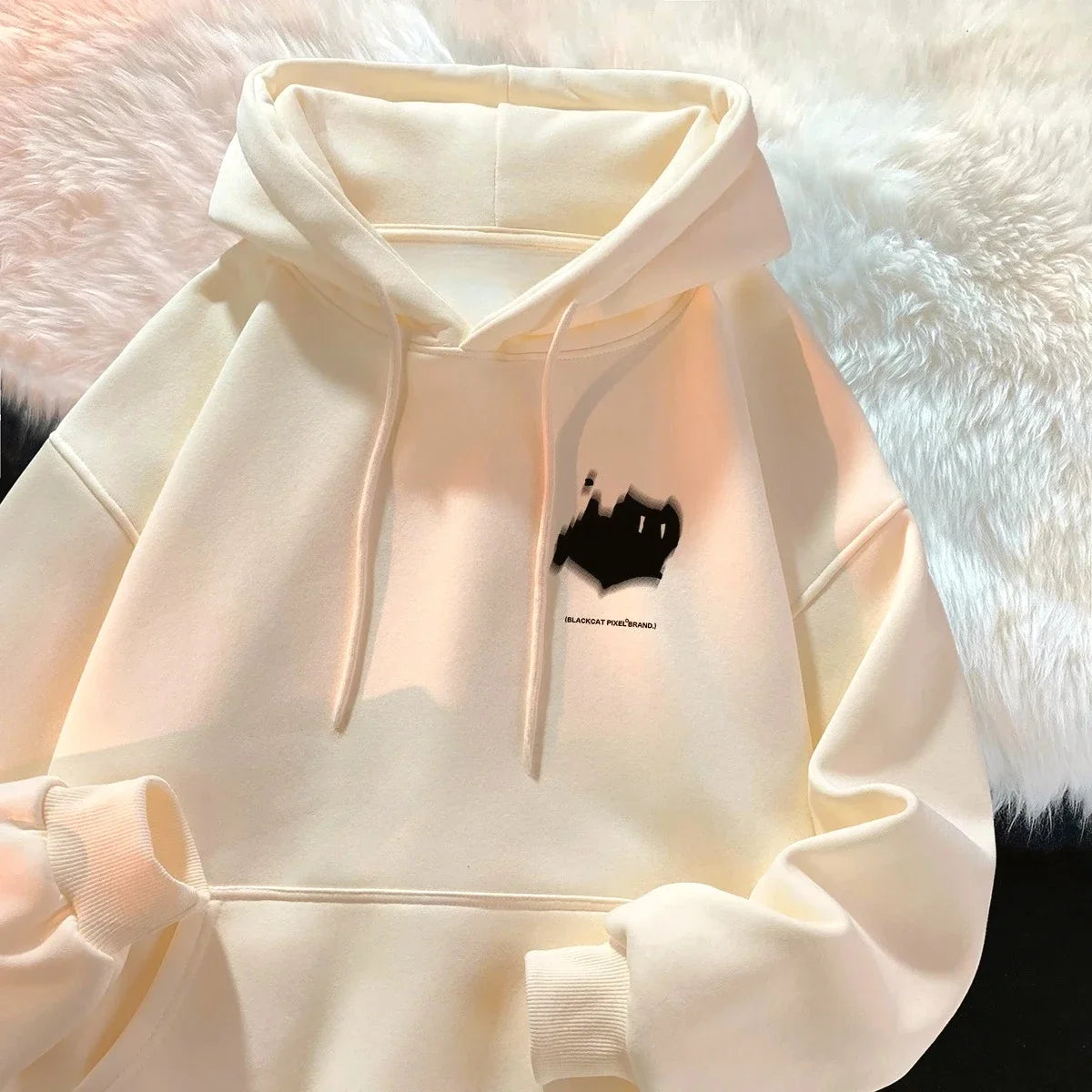 2026 Hoodie Women's Trendy Brand Versatile Hong Kong Style High Street American Printed Top Autumn and Winter Coat