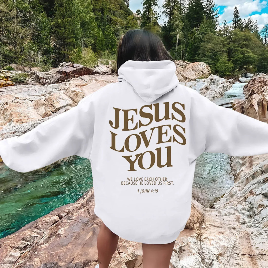 Jesus Loves You Print Pullover Hoodies Women's Hoodie Autumn Winter Men Streetwear Sweatshirt Unisex Hooded Tops Hooded Clothes