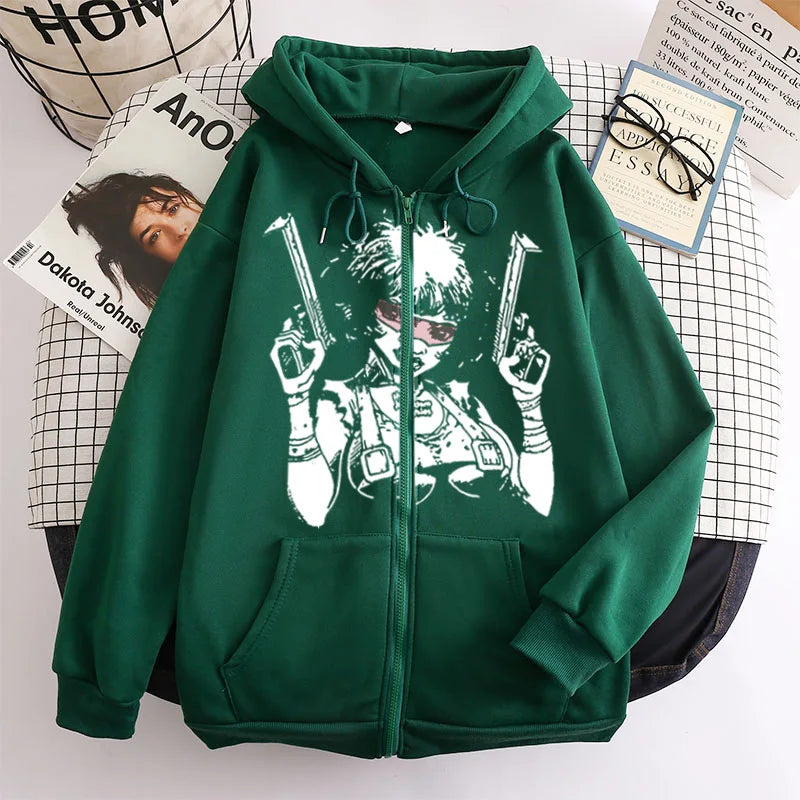 Streetwear Y2k Sweatshirt Harajuku Bizarre Adventure Zip Up Hoodies Oversized Mens Womens Zipper Hoodie Hip Hop Couple Hoodie