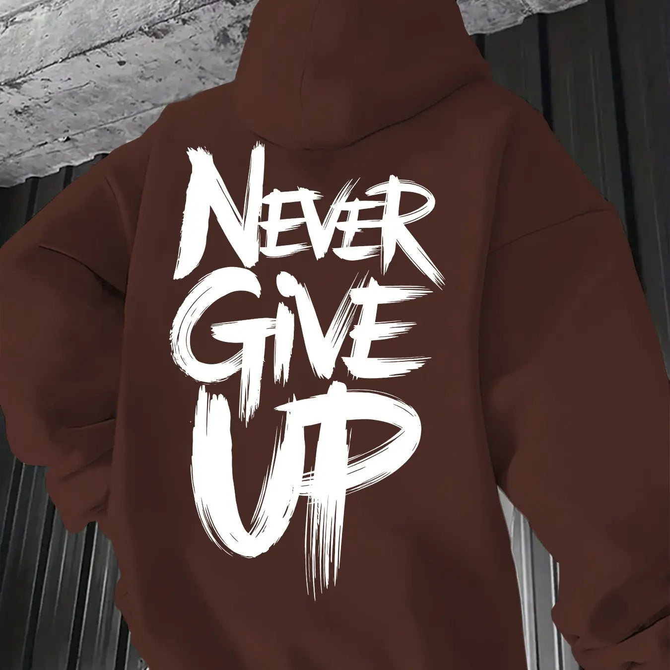 Slogan Print Never Give Up!  streetwear sweatshirt hoodies- Perfect  Casual Wear  Letter hoodie Men's  hoodie streetwear