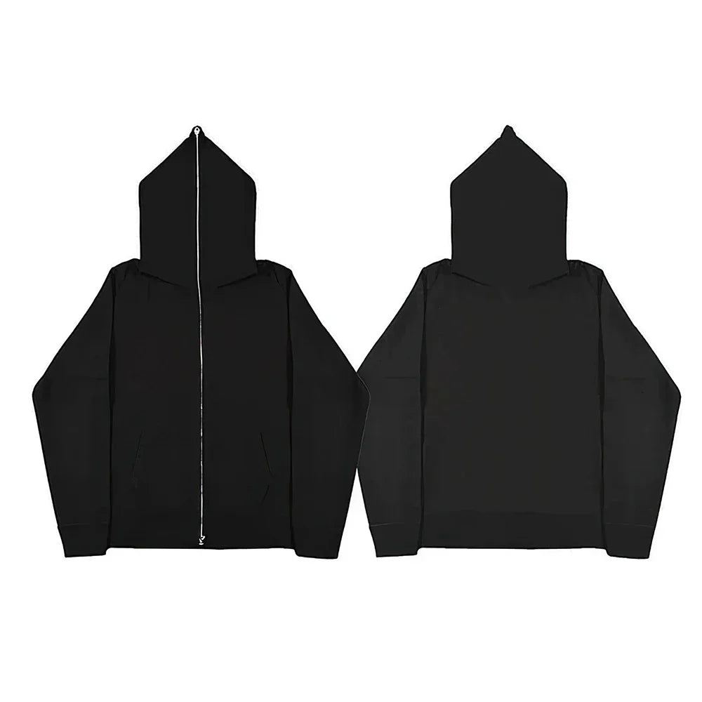 Autumn Winter Polar Fleece Jackets Full Zip Cardigan Hoodies Harajuku Casual Loose Hooded Long Sleeve Sweatshirt Unisex Zip Coat