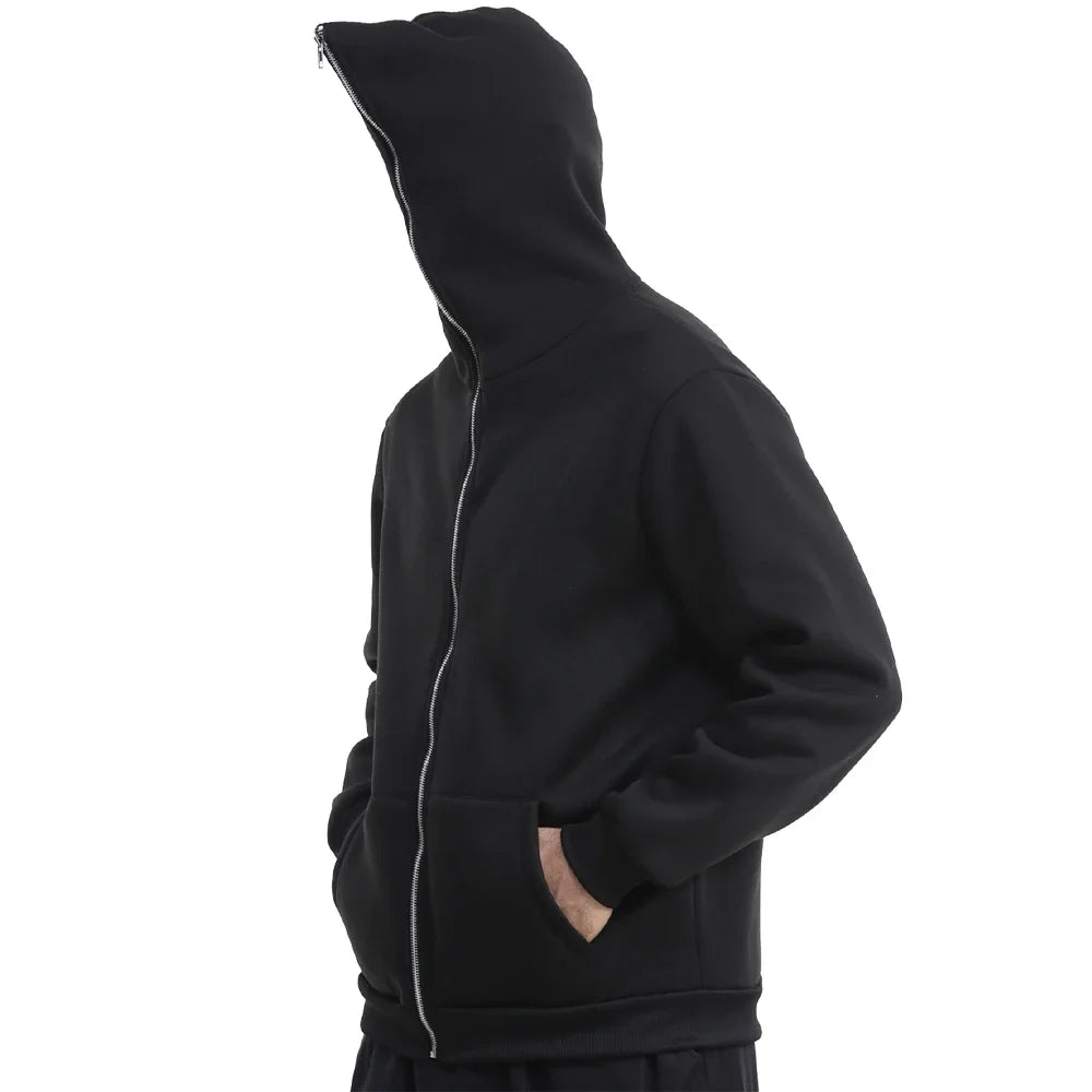 Autumn Winter Polar Fleece Jackets Full Zip Cardigan Hoodies Harajuku Casual Loose Hooded Long Sleeve Sweatshirt Unisex Zip Coat