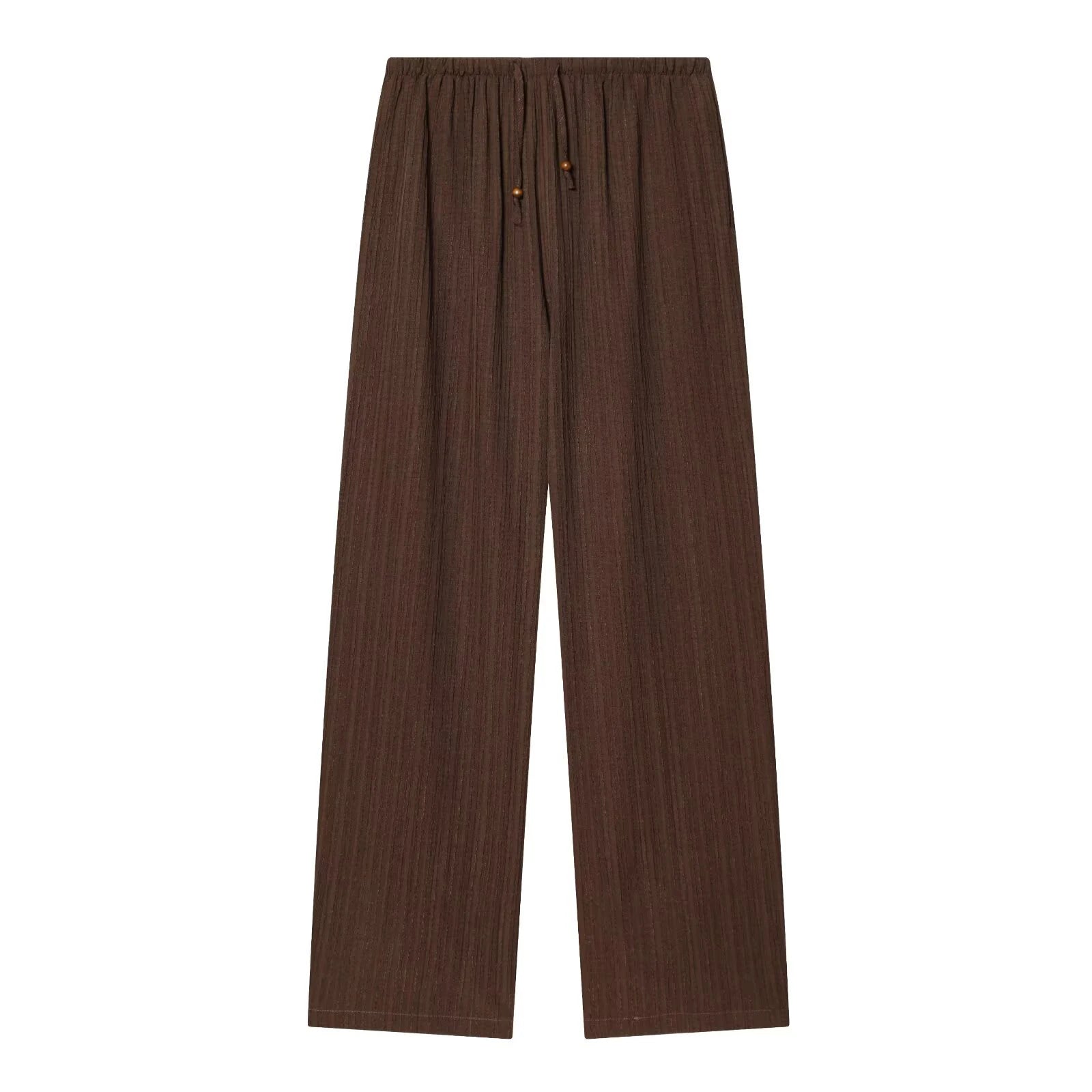 Summer women's collar short sleeved casual drape shirt high waist elastic waist long straight leg pants set