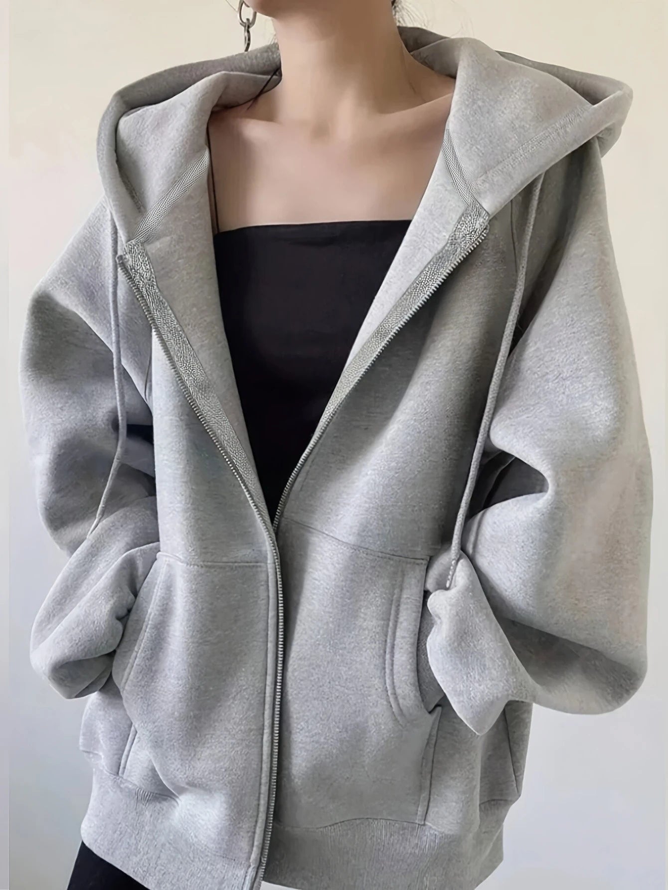 Plum blossom Women's Zipper Hoodies Jacket Cotton Fleece Hoody Sweatshirt Pullover Autumn Winter Oversized Loose Tops Coat