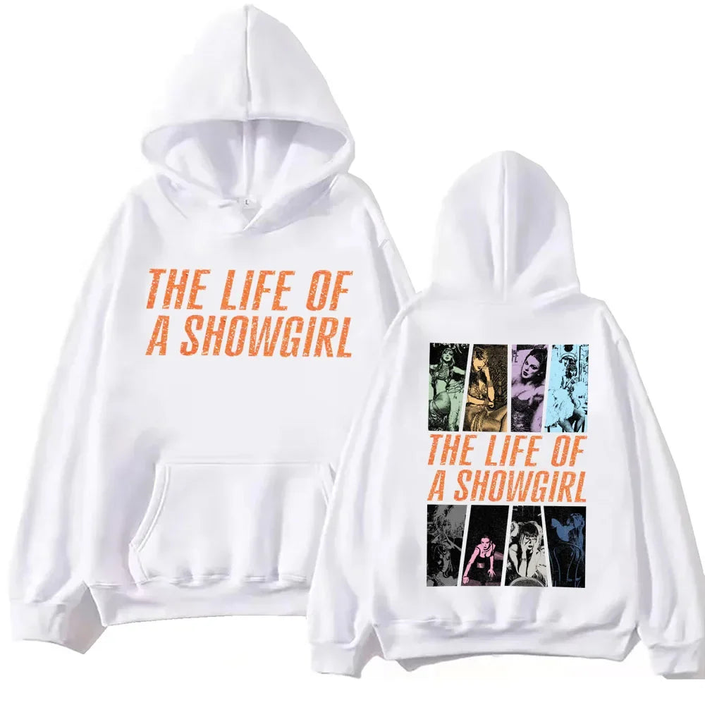 A men's hoodie with a printed pattern of Harajuku street dance from "The Life of a Musical Girl" by Subra Regalo