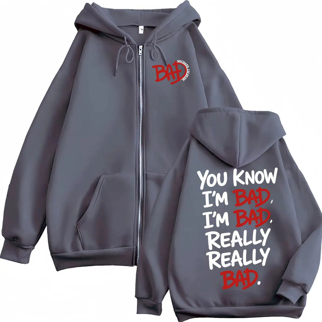 King of Pop Michael Jackson Bad Tour Zip Up Hoodies Men Women Harajuku Fashion Jacket Sweatshirts Casual Fleece Zipper Pullovers