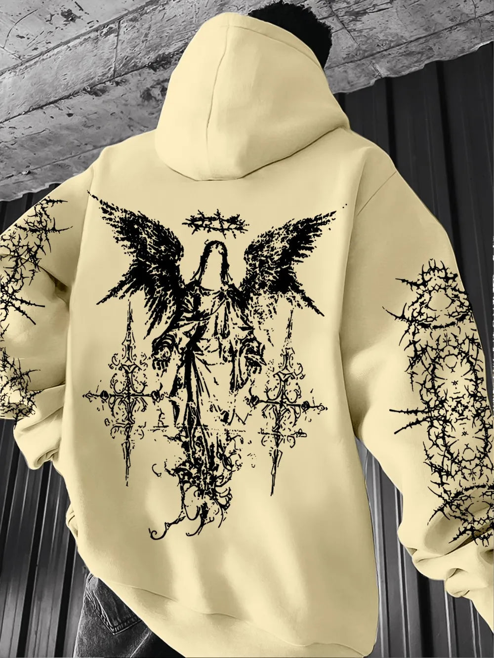 Gothic Style Angel Print Hoodies Men Women Outdoor Street Casual Sport Trend Hip-hop Couple Long-sleeve Autumn Winter Sweatshirt