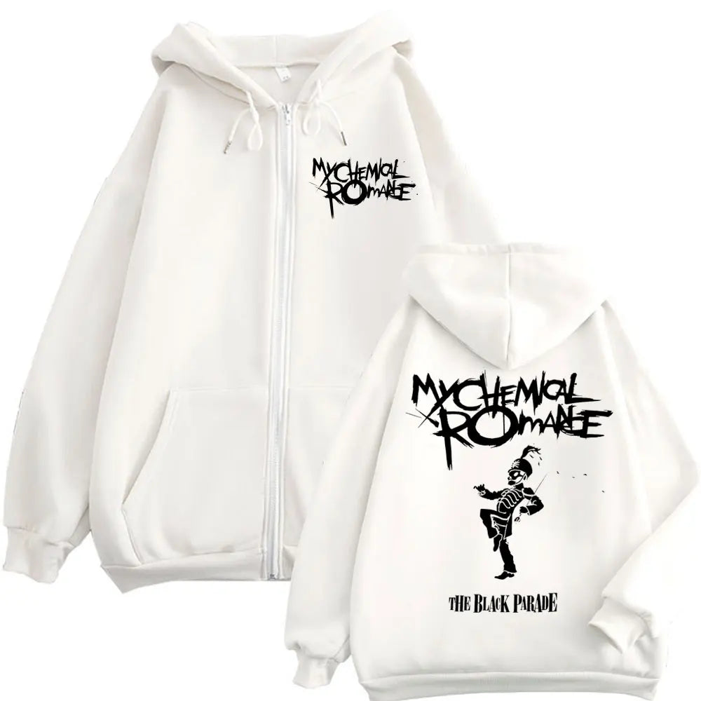 Rock Band My Chemical Romance Merch Zipper Hoodie The Black Parade Album Zip Up Sweatshirt Men's Women's Fashion Retro Pullovers
