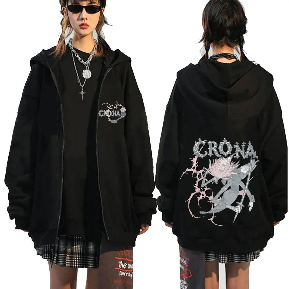 Japanese Anime Soul Eater Crona Zipper Hoodies Men Women Clothing Zip Up Hooded Sweatshirts Long Sleeves Pullovers Jacket Caots
