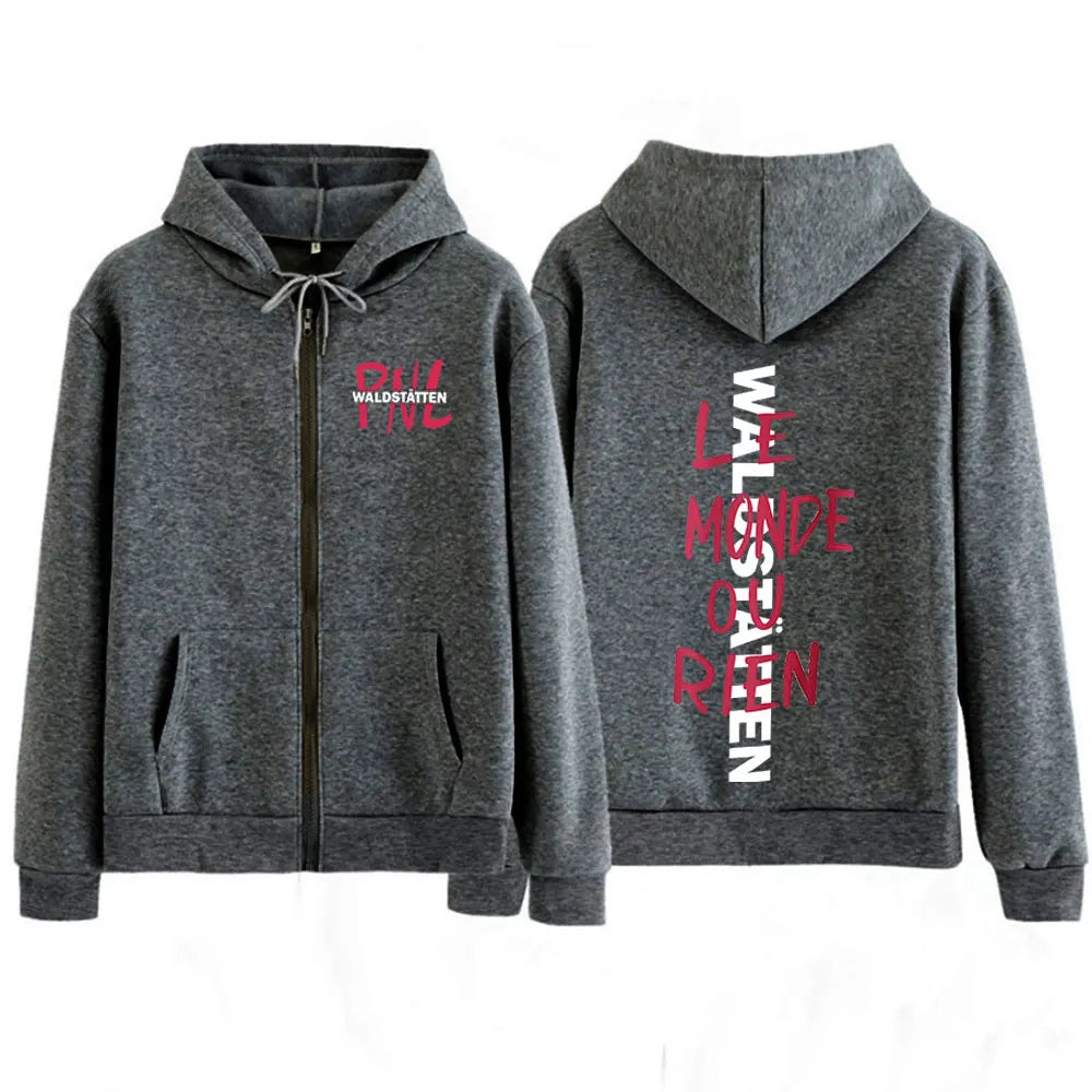 Rapper PNL Que La Famille Le Monde Chico Album Zipper Hoodies Men's Women Fashion Hip Hop Long Sleeve Zip Up Sweatshirts Jackets
