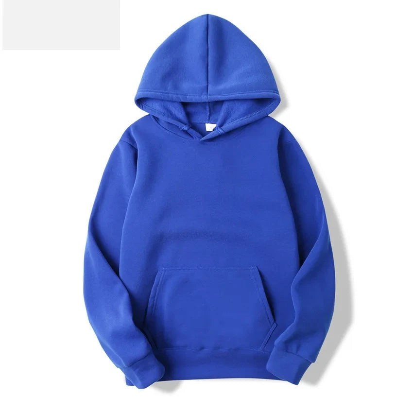 2025 unisex hooded sweatshirt men's solid color sweatshirt men's and women's long sleeved plug-in pocket pullover