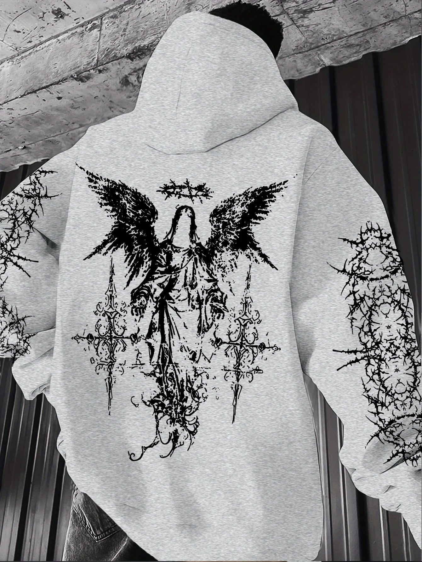 Gothic Style Angel Print Hoodies Men Women Outdoor Street Casual Sport Trend Hip-hop Couple Long-sleeve Autumn Winter Sweatshirt