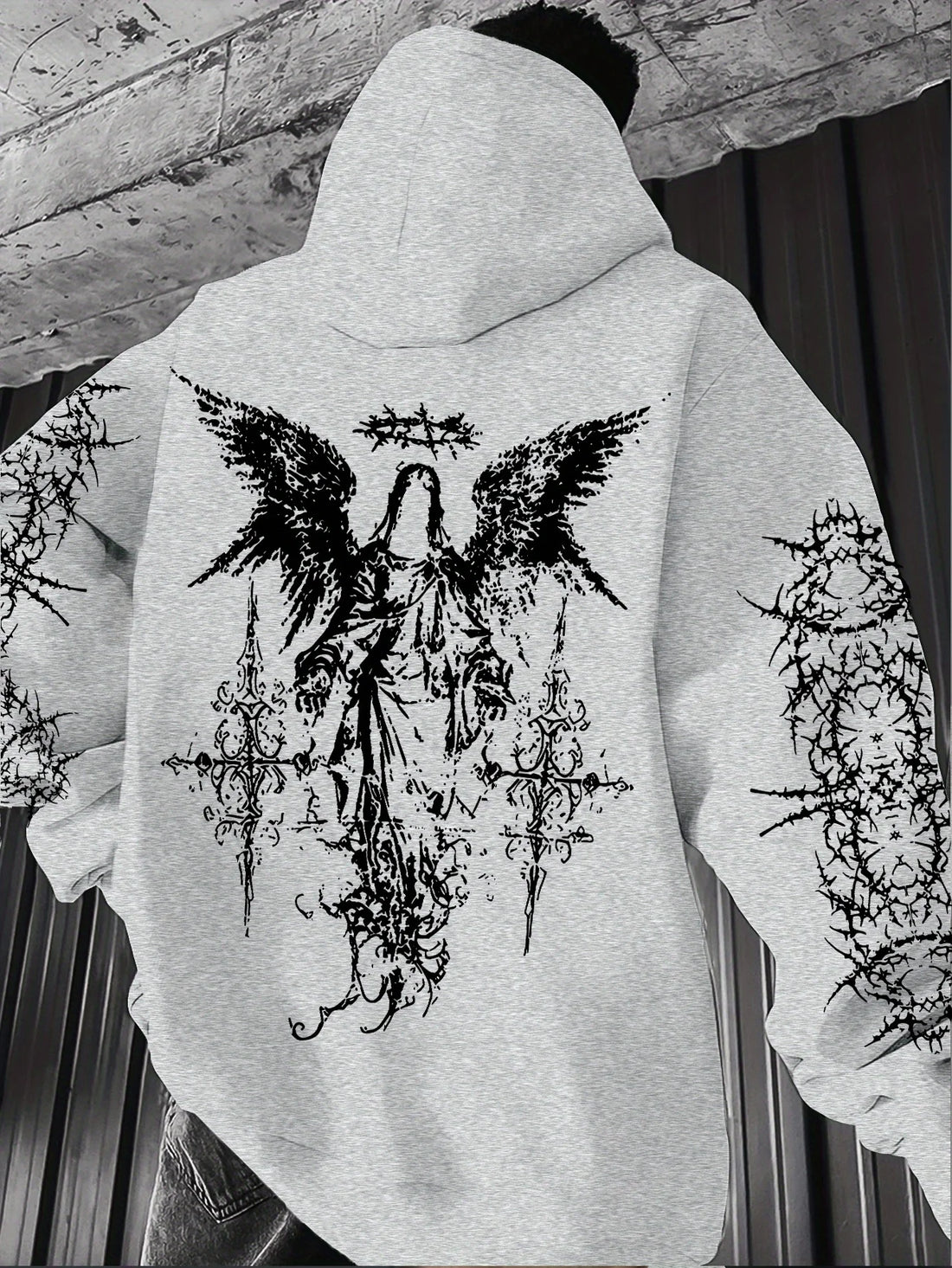 Gothic Style Angel Print Hoodies Men Women Outdoor Street Casual Sport Trend Hip-hop Couple Long-sleeve Autumn Winter Sweatshirt