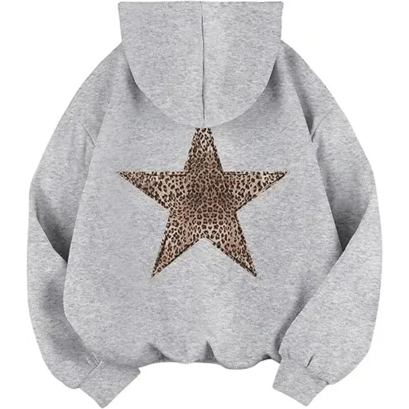 2025 Star Graphic Hoodies Y2k Leopard Print Hooded Sweatshirt Cheetah Hoodie Fashion Casual HipHop Harajuku Unisex Pullover