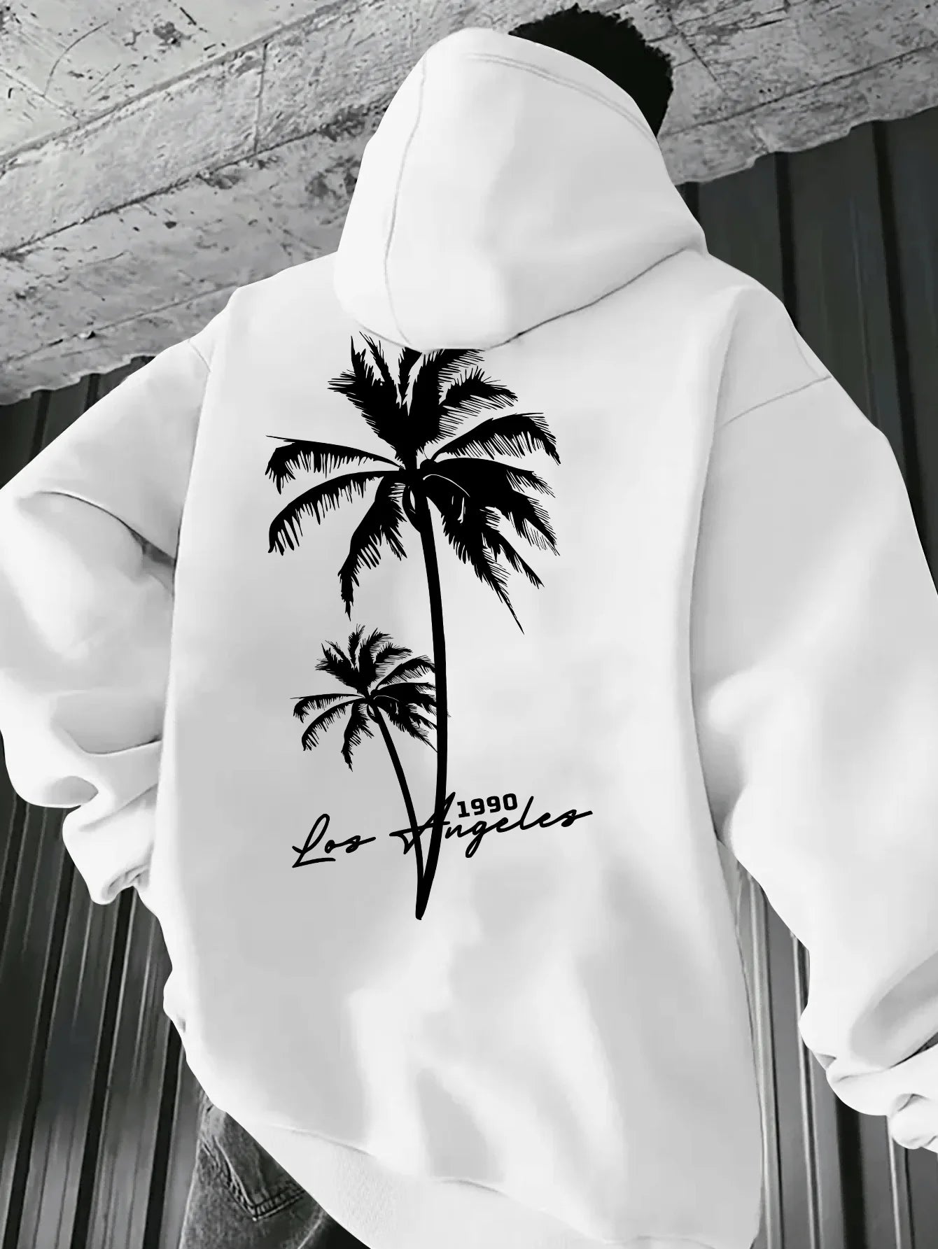 Coconut Tree Pattern Men's Fashion Printed Hooded Sweatshirt，Front and back printed hoodie, a fashionable and unique item