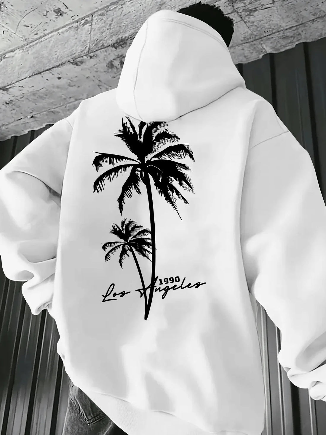 Coconut Tree Pattern Men's Fashion Printed Hooded Sweatshirt，Front and back printed hoodie, a fashionable and unique item