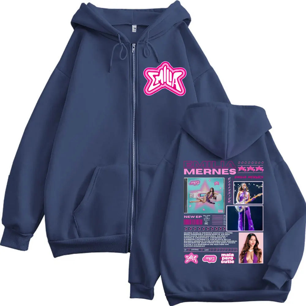 Emilia Mernes MP3 Album Merch Zipper Hoodie Men Women Clothing Fashion Y2k Zip Up Sweatshirt Harajuku Aesthetic Jacket Pullovers
